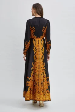 Elie Tahari Long Sleeve Dresses|Dresses & Jumpsuits-Silk Paisley Maxi Dress