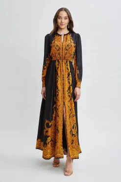 Elie Tahari Long Sleeve Dresses|Dresses & Jumpsuits-Silk Paisley Maxi Dress