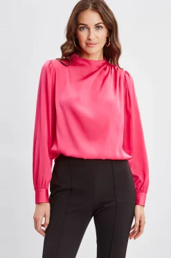 Elie Tahari Tops & Sweaters-Silk Pleated Draped Neck Shirt