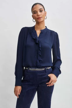 Elie Tahari Tops & Sweaters|Suiting-Silk Ruffle Button Down Shirt