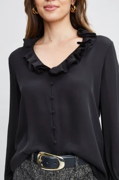 Elie Tahari Tops & Sweaters-Silk Ruffle Neck Shirt