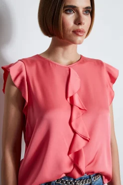 Elie Tahari Tops & Sweaters-Silk Ruffle Shirt