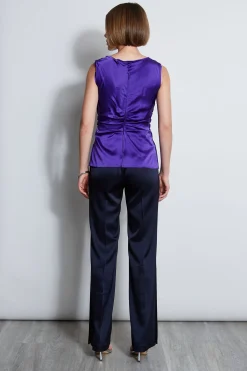 Elie Tahari Tops & Sweaters-Silk Satin Braid Ruched Top