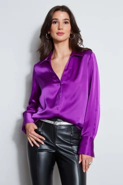 Elie Tahari Tops & Sweaters|Suiting-Silk Satin Button Down Shirt