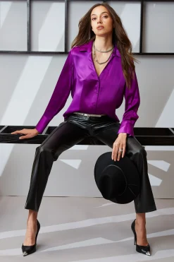 Elie Tahari Tops & Sweaters|Suiting-Silk Satin Button Down Shirt