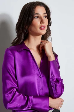Elie Tahari Tops & Sweaters|Suiting-Silk Satin Button Down Shirt