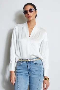 Elie Tahari Tops & Sweaters-Silk Satin Contour Neck Shirt