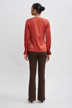 Elie Tahari Tops & Sweaters|Suiting-Silk Satin Contour Ruffle Shirt