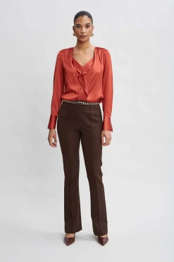 Elie Tahari Tops & Sweaters|Suiting-Silk Satin Contour Ruffle Shirt
