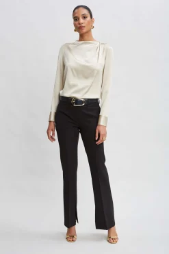 Elie Tahari Tops & Sweaters-Silk Satin Draped Neck Shirt