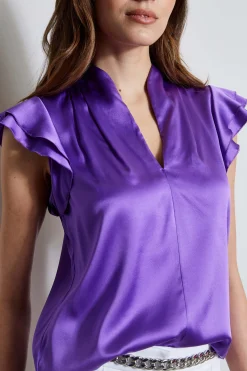 Elie Tahari Tops & Sweaters-Silk Satin Flutter Sleeve Shirt