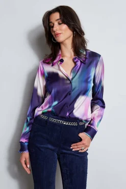 Elie Tahari Tops & Sweaters-Silk Satin Moire Floral Shirt