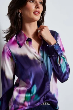Elie Tahari Tops & Sweaters-Silk Satin Moire Floral Shirt