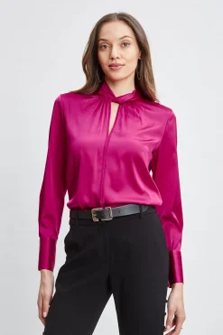 Elie Tahari Tops & Sweaters-Silk Satin Twist Neck Shirt