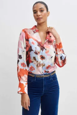 Elie Tahari Tops & Sweaters-Silk Satin Wintergarden Shirt