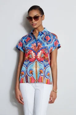 Elie Tahari Tops & Sweaters-Silk Tapestry Floral Shirt