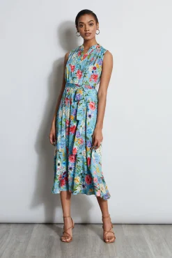 Elie Tahari Dresses & Jumpsuits|Sleeveless Dresses-Silk Wild Meadow Shirt Dress
