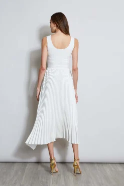 Elie Tahari Dresses & Jumpsuits|Sleeveless Dresses-Sleeveless Contour Pleated Midi Dress