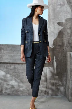 Elie Tahari Bottoms-Slim Linen Pant