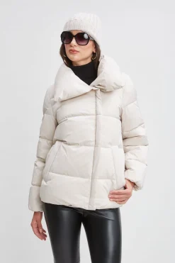Elie Tahari Coats-Tahari Asymmetric Short Puffer Coat