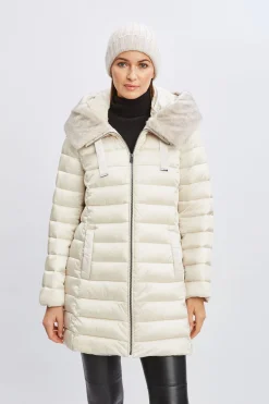 Elie Tahari Coats-Tahari Faux Fur Collar Puffer Coat