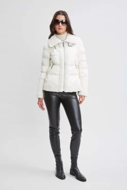 Elie Tahari Coats-Tahari Faux Shearling Puffer Coat
