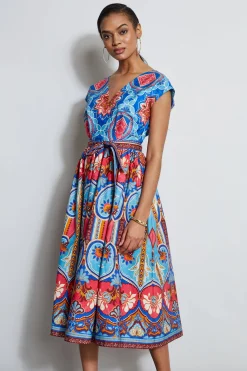 Elie Tahari Dresses & Jumpsuits|Midi Dresses-Tapestry Floral Cotton Midi Dress