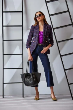 Elie Tahari Jackets & Blazers|Suiting-Tweed Ruched Sleeve Double Breasted Blazer
