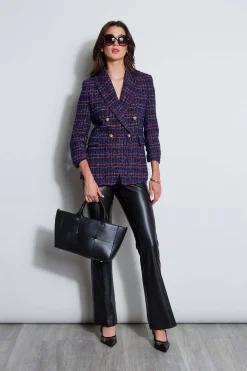 Elie Tahari Jackets & Blazers|Suiting-Tweed Ruched Sleeve Double Breasted Blazer