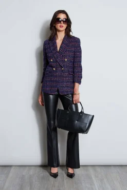 Elie Tahari Jackets & Blazers|Suiting-Tweed Ruched Sleeve Double Breasted Blazer