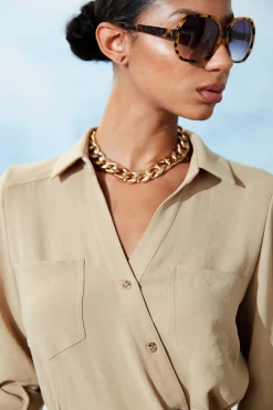 Elie Tahari Dresses & Jumpsuits-Utility Tie Shirt Dress