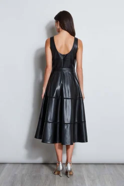 Elie Tahari Dresses & Jumpsuits|Sleeveless Dresses-Vegan Leather Fit & Flare Dress