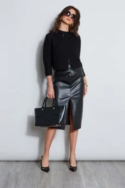 Elie Tahari Bottoms-Vegan Leather Twist Skirt