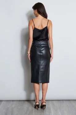 Elie Tahari Bottoms-Vegan Leather Twist Skirt