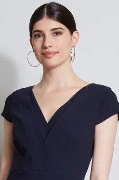 Elie Tahari Dresses & Jumpsuits|Short Sleeve Dresses-V-Neck Crepe Dress