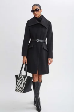 Elie Tahari Coats-Wool Belted Panel Coat